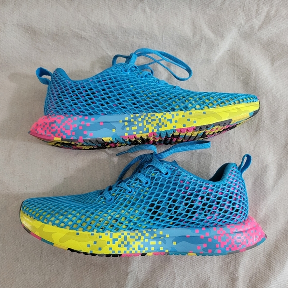 NoBull RARE neon blue glitch mesh runners men's 7/women's 9 Worn once! Like New! - Picture 5 of 9